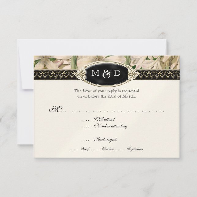 Baroque Vintage Lily Formal Elegant Wedding RSVP (Front)