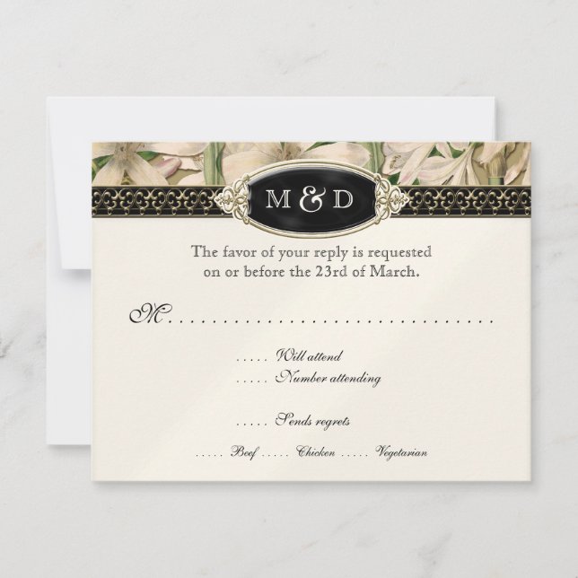 Baroque Vintage Lily Formal Elegant Wedding RSVP (Front)