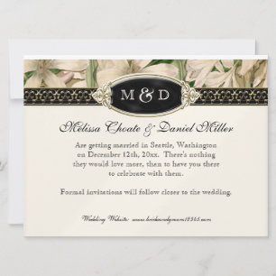 Baroque Vintage Lily Gold Formal Save the Date Invitation