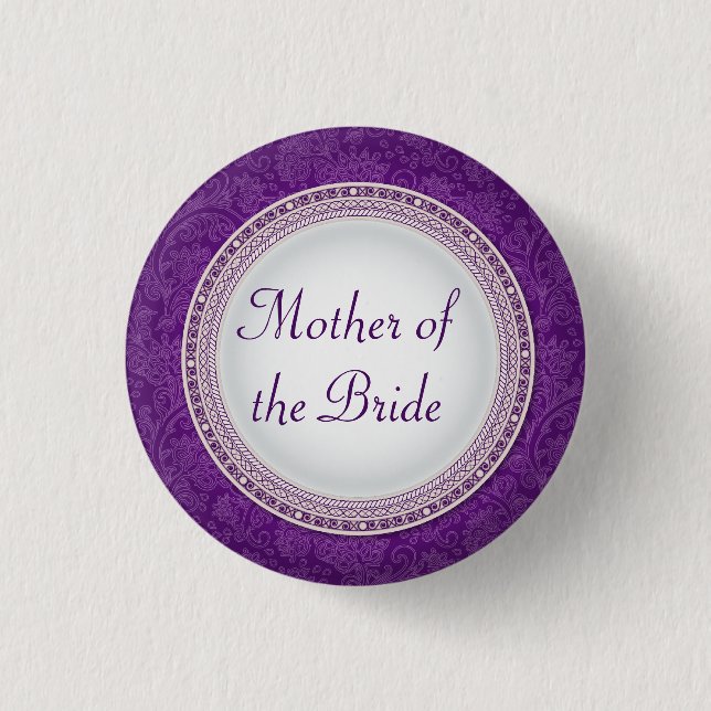 Baroque Violet Plaque Wedding Role Button (Front)