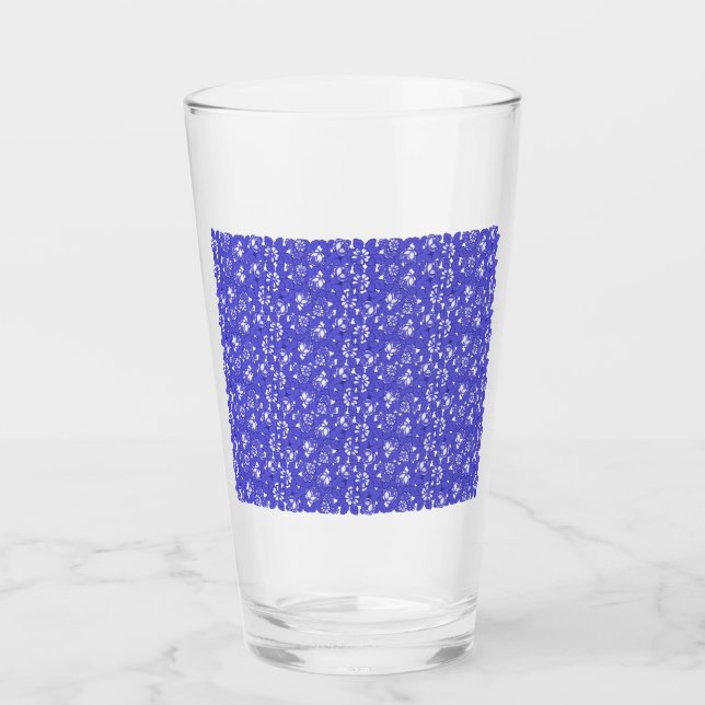 Baroque wallpaper - blue Flower Pattern Glass (Front)