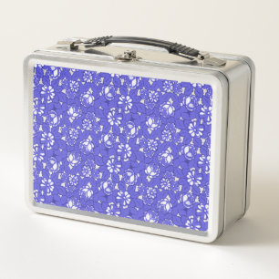 Baroque wallpaper - blue flower pattern metal lunch box