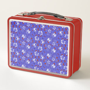 Baroque wallpaper - blue flower pattern metal lunch box