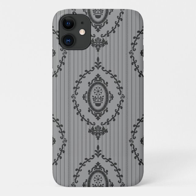 Baroque Wallpaper Grey Case-Mate iPhone Case (Back)