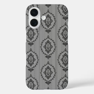 Baroque Wallpaper Grey iPhone 16 Case