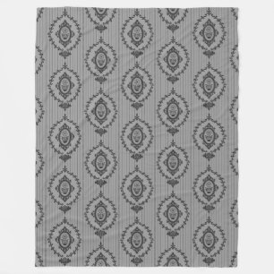 Baroque Wallpaper Grey Fleece Blanket