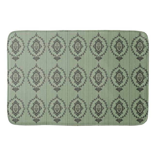 Baroque Wallpaper in Green Bath Mat (Front)