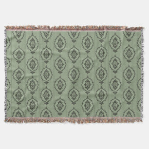 Baroque Wallpaper in Green Throw Blanket