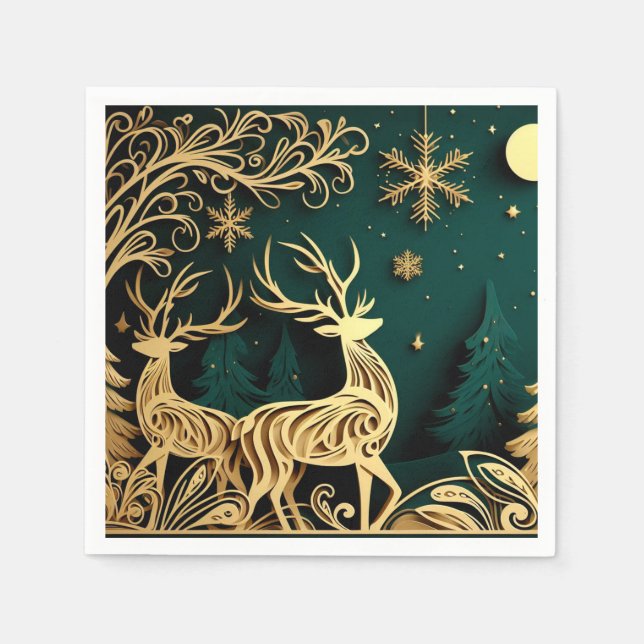 Baroque Winter Stags Napkin (Front)