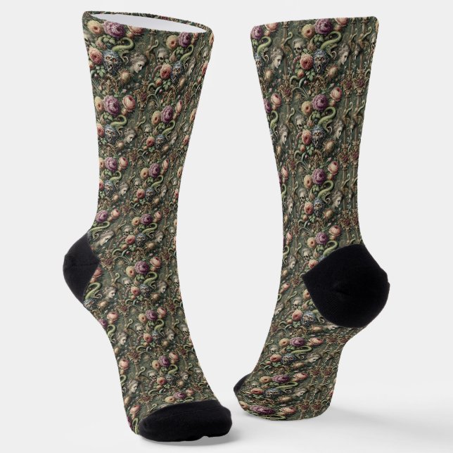 Baroquing Boundaries – Gothic Victorian Delirium Socks (Angled)