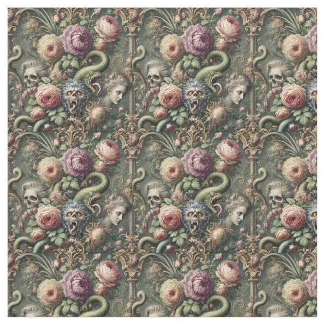 Baroquing Boundaries – Gothic Victorian Dense Tile Fabric (Close Up)