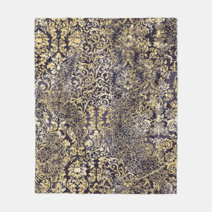 Barque and Damask arabesque motifs ripped abstrac Fleece Blanket