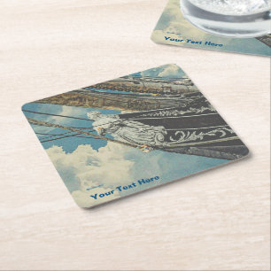 Barque Elissa Figurhead Square Paper Coaster