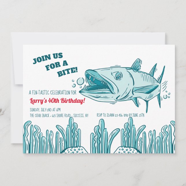 Barracuda Birthday Party Invitation (Front)
