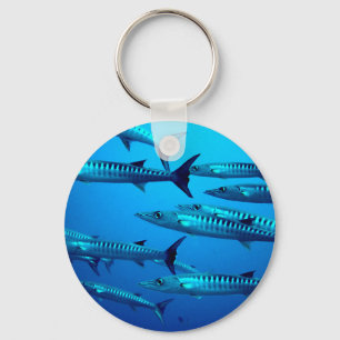 barracuda dive deep sea ocean water tropical wave key ring