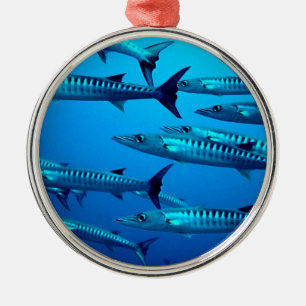 barracuda dive deep sea ocean water tropical wave metal tree decoration