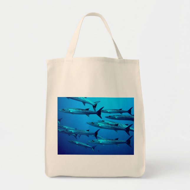 barracuda dive deep sea ocean water tropical wave tote bag (Front)