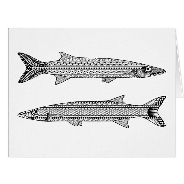 Barracuda Fish Adult Colouring Big Card (Front Horizontal)