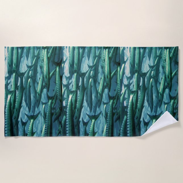 Barracuda Fish Camo Beach Towel (Front)