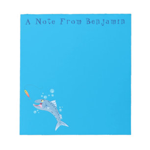 Barracuda fish hungry fishing cartoon illustration notepad