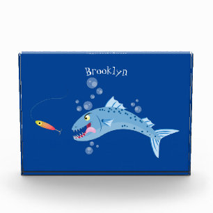 Barracuda fish hungry fishing cartoon illustration photo block