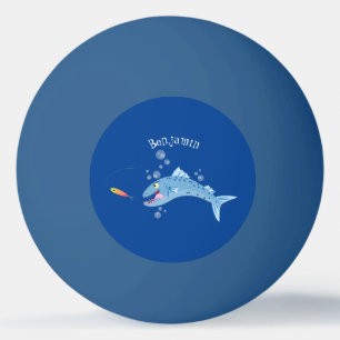 Barracuda fish hungry fishing cartoon illustration ping pong ball