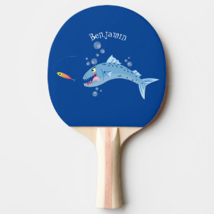 Barracuda fish hungry fishing cartoon illustration ping pong paddle
