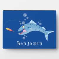 Barracuda fish hungry fishing cartoon illustration