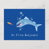 Barracuda fish hungry fishing cartoon illustration