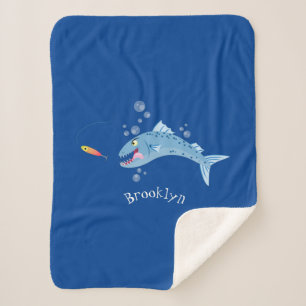 Barracuda fish hungry fishing cartoon illustration sherpa blanket