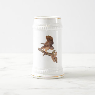 Barred Owl and Happy Squirrel Audubon Art Beer Stein