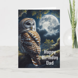 Barred Owl and Moon Dad Birthday Card