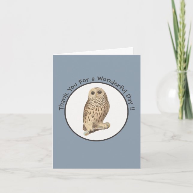 Barred Owl - Birthday or Other Party Themed Event Thank You Card (Front)