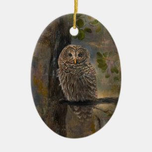 Barred Owl Ceramic Tree Decoration