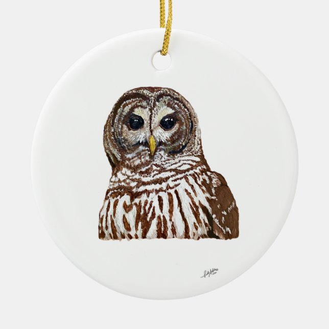 Barred Owl Ceramic Tree Decoration (Front)
