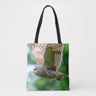 Barred Owl in flight Tote Bag