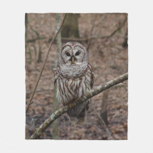 Barred Owl in Forest Picture Fleece Blanket