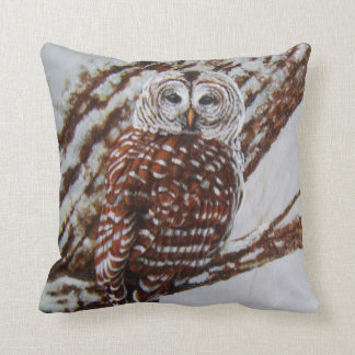 Barred Owl in Snowy Woods Cushion