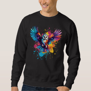 Barred Owl Owls Lover Colourful Splash Art Sweatshirt