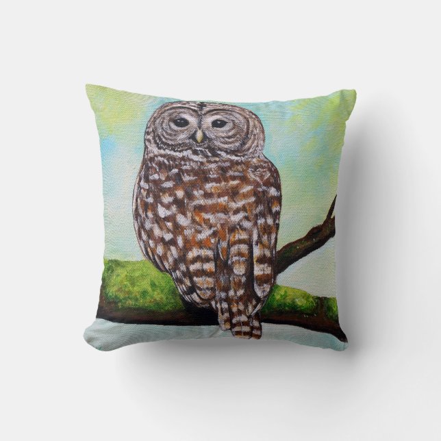 Barred Owl Painting Cushion (Front)