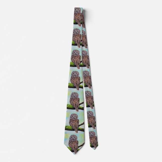 Barred Owl Painting Tie (Front)