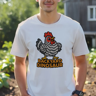 Barred Plymouth Rock Backyard Dinosaur Chicken Fun Tri-Blend Shirt