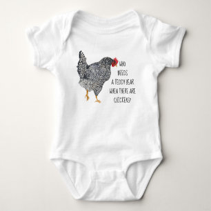Barred Rock Chicken w/ Funny Text T-Shirt Baby Bodysuit
