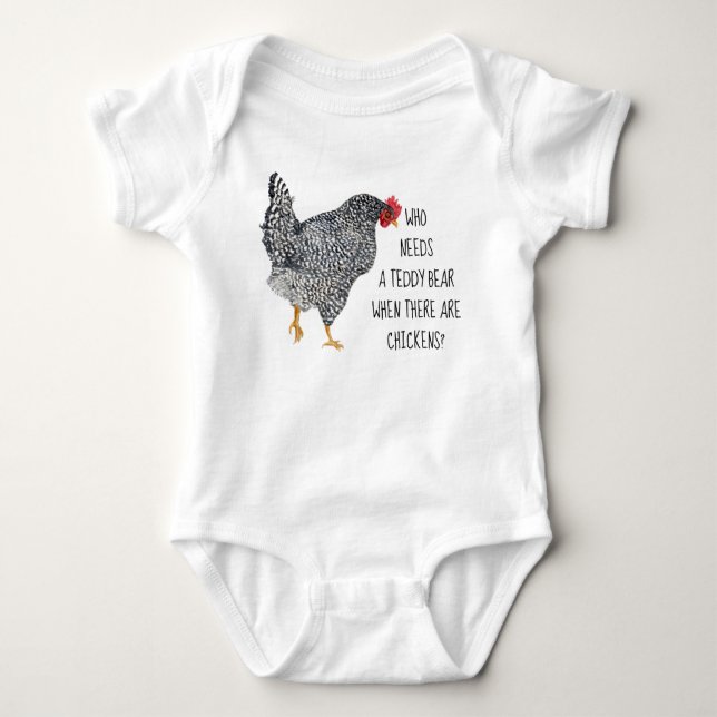 Barred Rock Chicken w/ Funny Text T-Shirt Baby Bodysuit (Front)