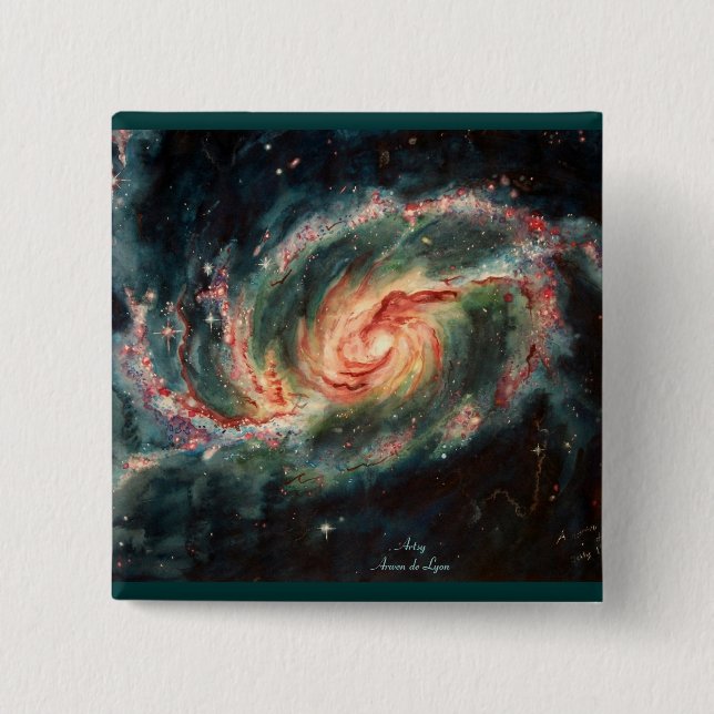 Barred Spiral Galaxy 15 Cm Square Badge (Front)