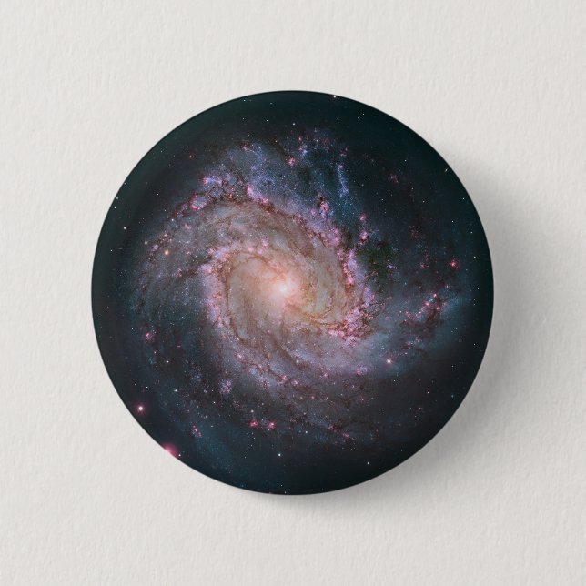 Barred Spiral Galaxy Messier 83. 2 6 Cm Round Badge (Front)