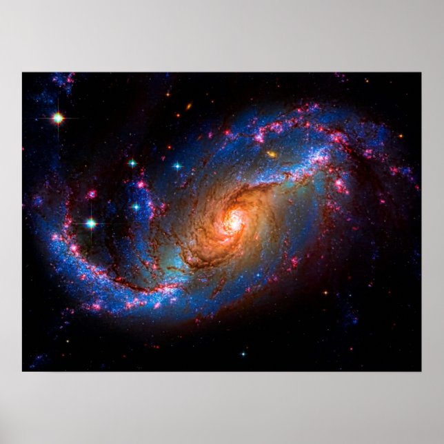 Barred Spiral Galaxy outer space photo Poster (Front)