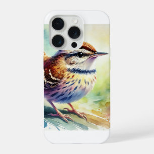 Barred Wren Warbler 080824AREF114 - Watercolor iPhone 15 Pro Case