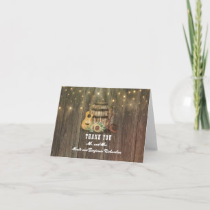 Barrel and Cowboy Boots Country Wedding Thank You Card