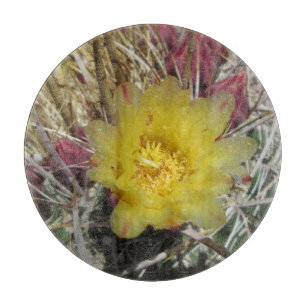 Barrel Cactus Fishhook Yellow Cutting Board